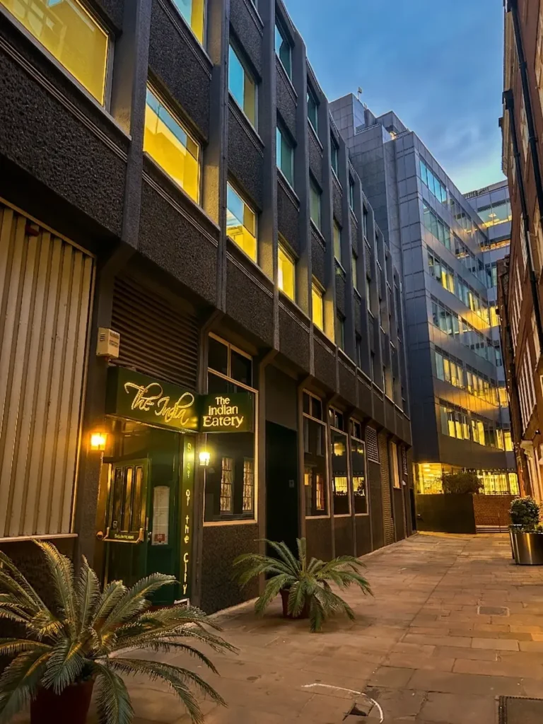 Street View of The India 4 restaurant at 8 Crane Court Fleet Street London EC4A 2EJ near Blackfriars and Temple stations